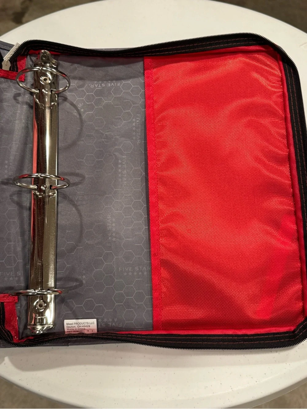 VTG Mead Five Star Folder Binder 3 Zipper 4 Pocket Red/Gray New Unused Condition